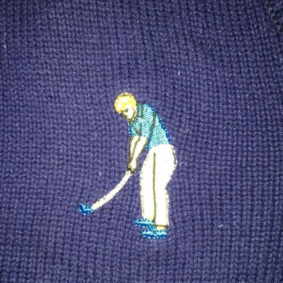 Retro vintage Jack Nicklaus Golden Bear Logo embroidered Golf men V-Neck Sweater - Picture 6 of 6